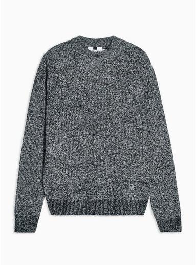 Topman Mens Grey Textured Twisted Turtle Neck Jumper