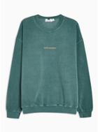 Topman Mens Washed Green 'santa Monica' Sweatshirt