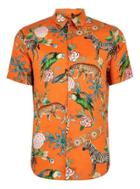 Topman Mens Premium Red Animal Print Short Sleeve Shirt