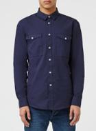 Topman Mens Blue Navy Double Pocket Long Sleeve Shirt