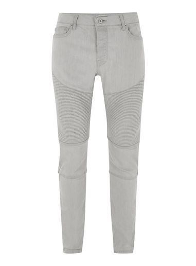 Topman Mens Grey Grayed Out Stretch Skinny Biker Jeans