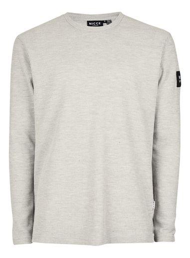 Topman Mens Nicce Grey Waffle Textured Long Sleeve T-shirt