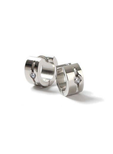 Topman Mens Silver Look Crystal Chunky Hoop Earrings*