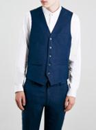 Topman Mens Blue Textured Suit Vest