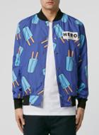 Topman Mens Hero's Heroine Blue Lolly Print Bomber Jacket*