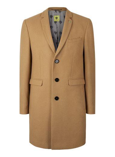 Topman Mens Brown Noose And Monkey Camel Wool Blend Coat