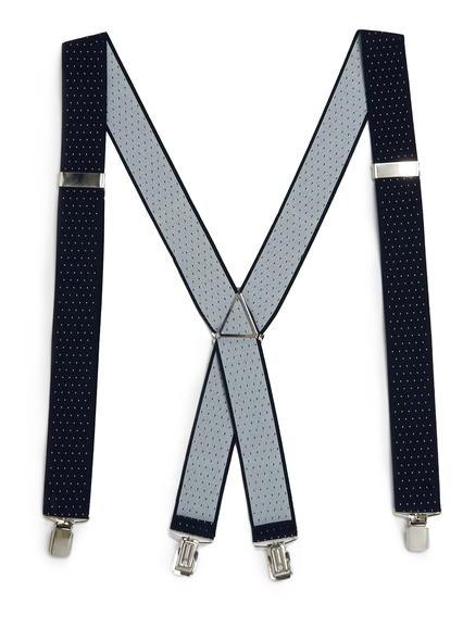 Topman Mens Blue Navy Pin Dot Vintage Style Suspenders