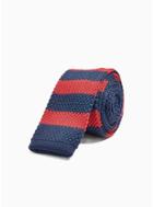 Topman Mens Red And Navy Stripe Knitted Tie