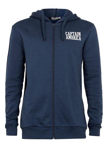 Topman Mens Captain America Blue Hoodie