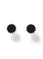 Topman Mens Silver Look And Black Enamel Inlay Stud Earrings*