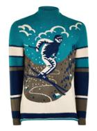 Topman Mens Blue 'skiing' Roll Neck Ugly Sweater