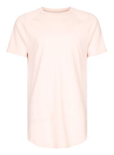 Topman Mens Cream Light Pink Zip Hem Longline T-shirt