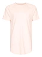 Topman Mens Cream Light Pink Zip Hem Longline T-shirt