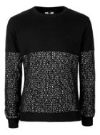 Topman Mens Black And White Pixel Print Slim Fit Sweater