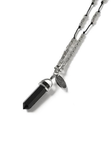 Topman Mens Black Bead And Shard Necklace*