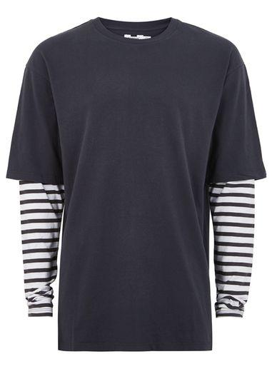 Topman Mens Black Double Layered T-shirt