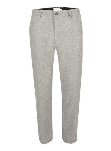 Topman Mens Topman Premium Grey Wool Blend Straight Leg Chinos