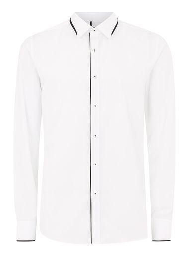 Topman Mens White And Black Trim Collar Shirt