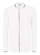 Topman Mens White And Black Trim Collar Shirt