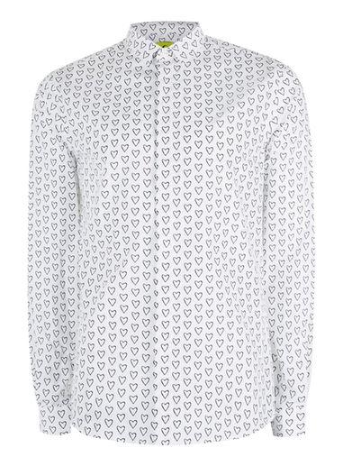 Topman Mens Noose & Monkey White And Black Heart Print Shirt