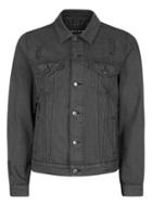 Topman Mens Black Criminal Damage Dark Grey Distressed Denim Jacket*