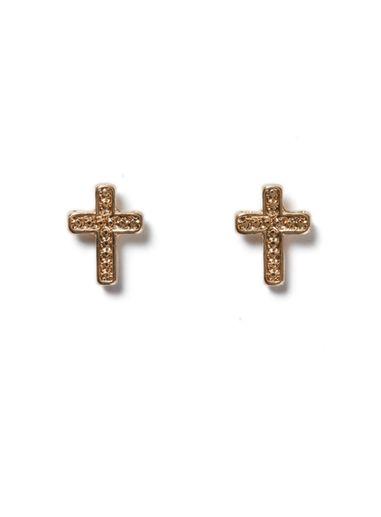 Topman Mens Gold Look Cross Stud Earrings*
