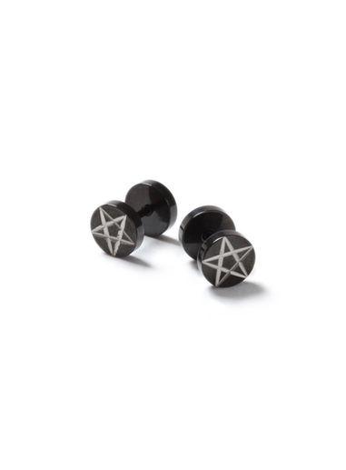 Topman Mens Black Star Tunnel Earrings*