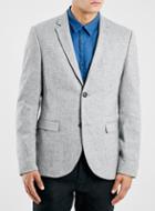 Topman Mens Light Grey Blazer With Contrast Back Neck