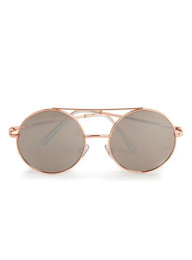 Topman Mens Pink Rose Gold Round Sunglasses