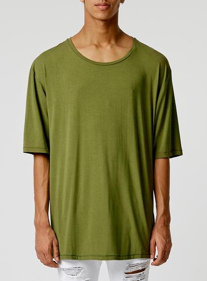 Topman Mens Green Aaa Olive Scoop Neck T-shirt
