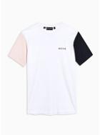 Nicce Mens White Nicce Pink And Navy Sleeve T-shirt
