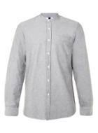 Topman Mens Grey Oxford Stand Collar Long Sleeve Casual Shirt