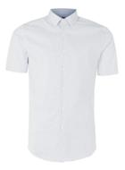 Topman Mens White Print Skinny Fit Short Sleeve Dress Shirt