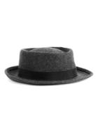 Topman Mens Grey Charcoal Wool Pork Pie Hat