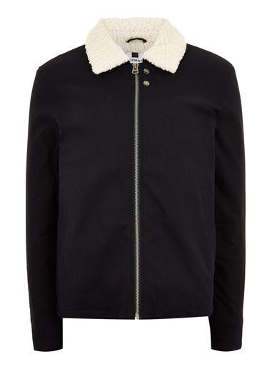 Topman Mens Navy Borg Lined Coach Jacket