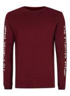 Topman Mens Red Burgundy No Matter Print Long Sleeve T-shirt