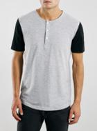 Topman Mens Mid Grey Grey And Black Baseball T-shirt