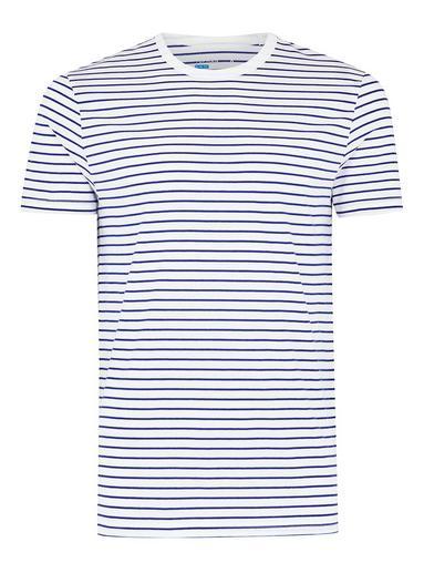 Topman Mens Navy And White Striped T-shirt