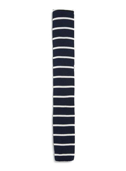 Topman Mens Blue Navy And White Stripe Knitted Tie