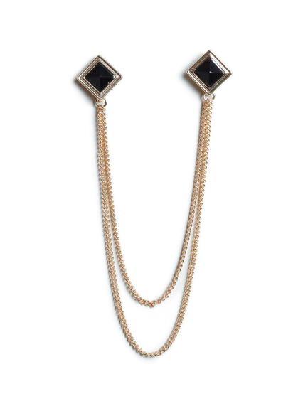 Topman Mens Black Gold Look Square Collar Tips*