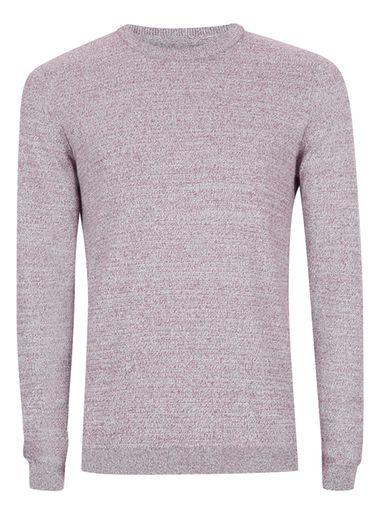 Topman Mens Grey Burgundy Side Twist Essential Jumper