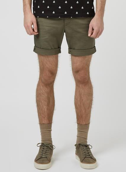 Topman Mens Khaki Stretch Skinny Chino Shorts