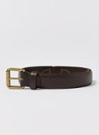 Topman Mens Skinny Smart Faux Leather Belt With Brushed Gold Buckle In Brown