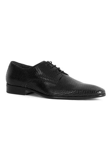 Topman Mens Black Snake Effect Derby Shoes