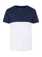 Topman Mens Blue And White Panel T-shirt