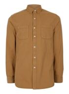 Topman Mens Tobacco Brown Washed Twill Casual Shirt