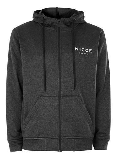Topman Mens Black Nicce Dark Grey Zip Through Hoodie