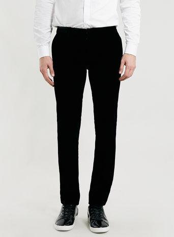 Topman Mens Black Velvet Ultra Skinny Dress Pants