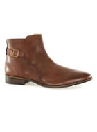 Topman Mens Brown Leather Buckle Boots