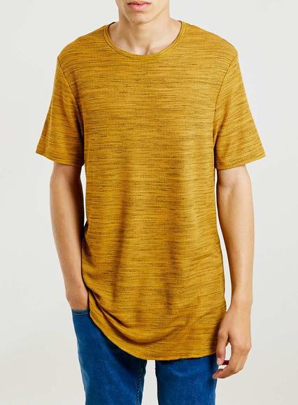 Topman Mens Yellow Mustard Waffle Slim Fit T-shirt